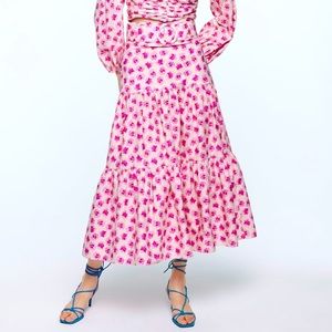 ZARA FLORAL PRINTED SKIRT WITH BELT SIZE M